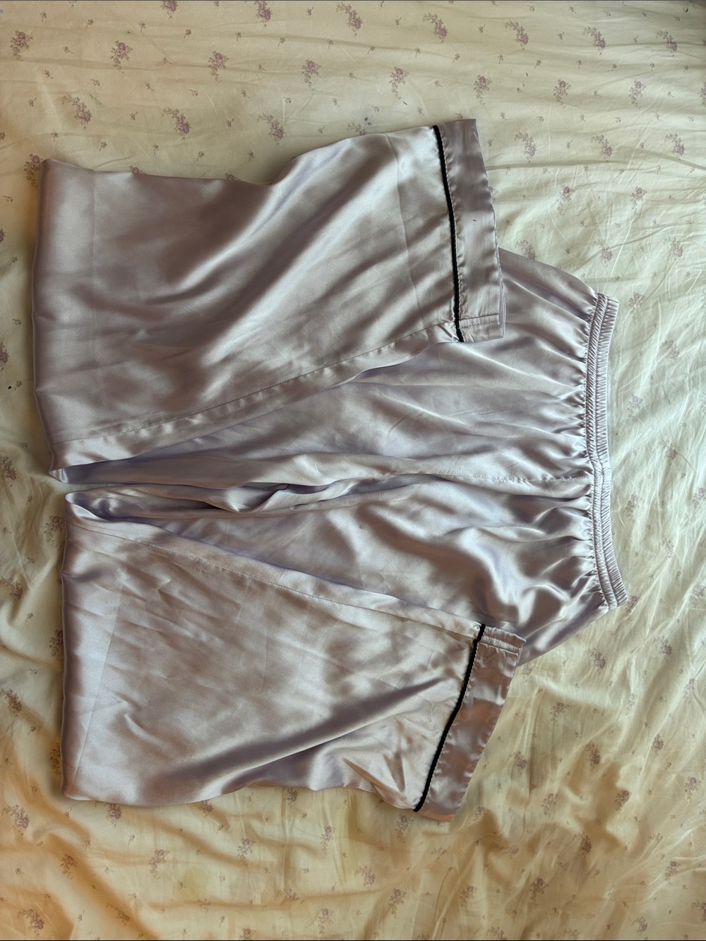Satin Button-Up Pajama Top with Contrast Piping - Picture 3 of 4